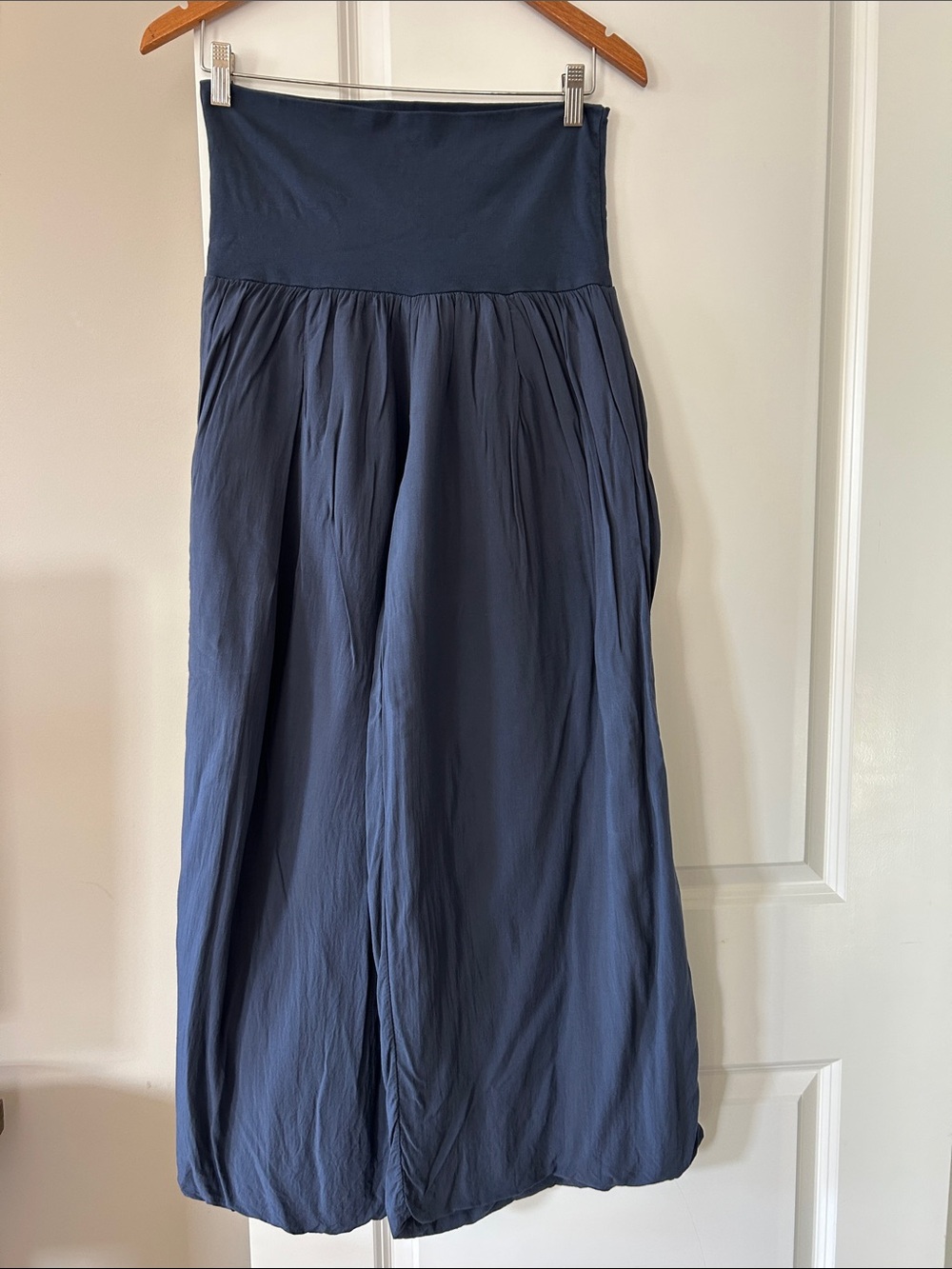 M Made in Italy Wide Leg Harem Style Pant Sz L +MEASUREMENTS Fold-Over Waistband
